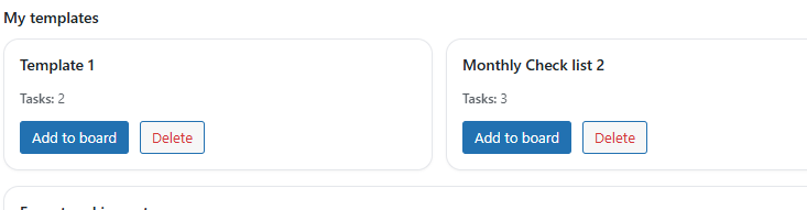 My templates section showing user-created templates